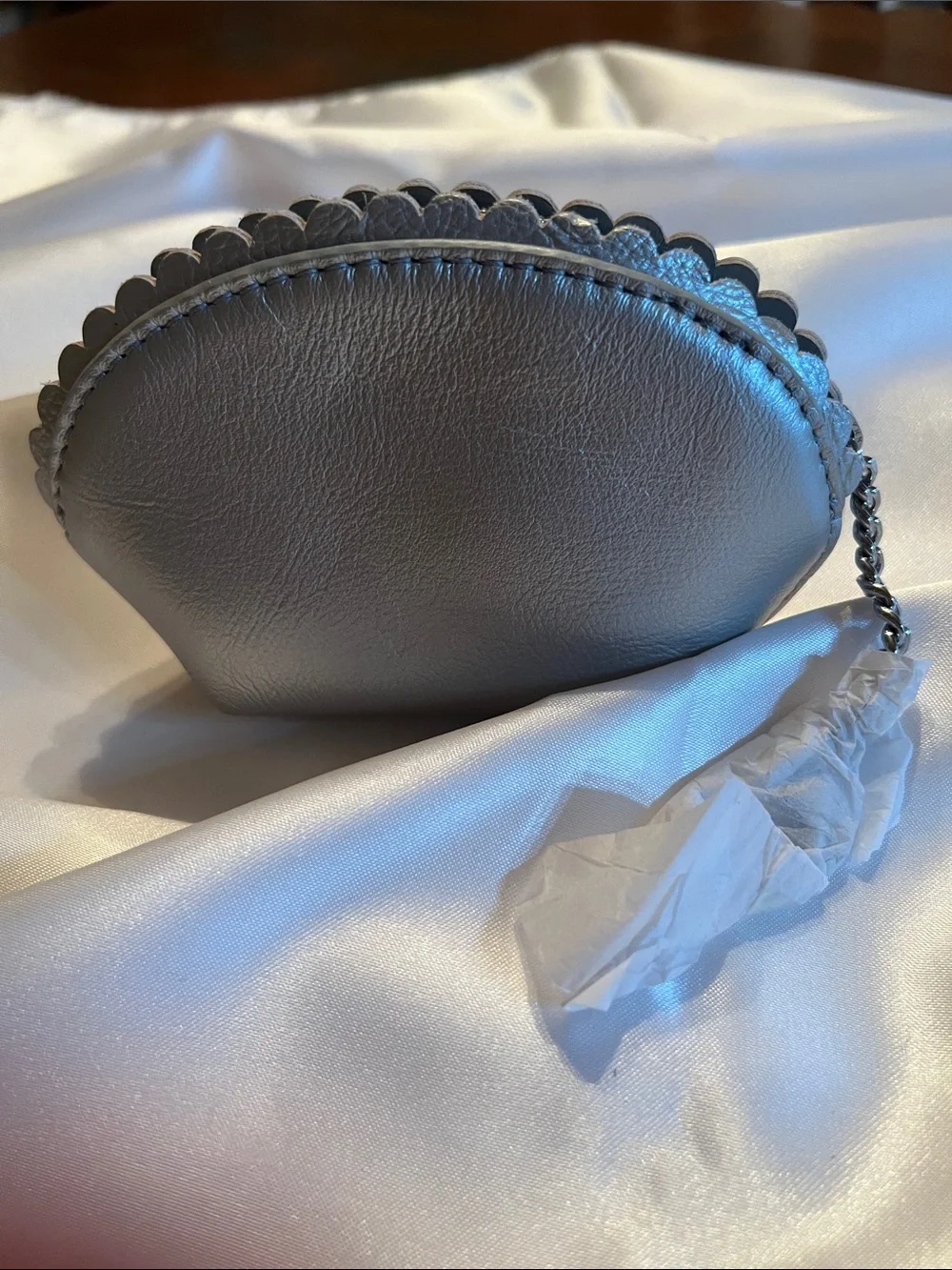UGG Metallic Silver Scalloped Coin Pouch